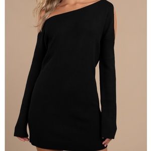 Tobi Black Cold Shoulder Sweater Dress